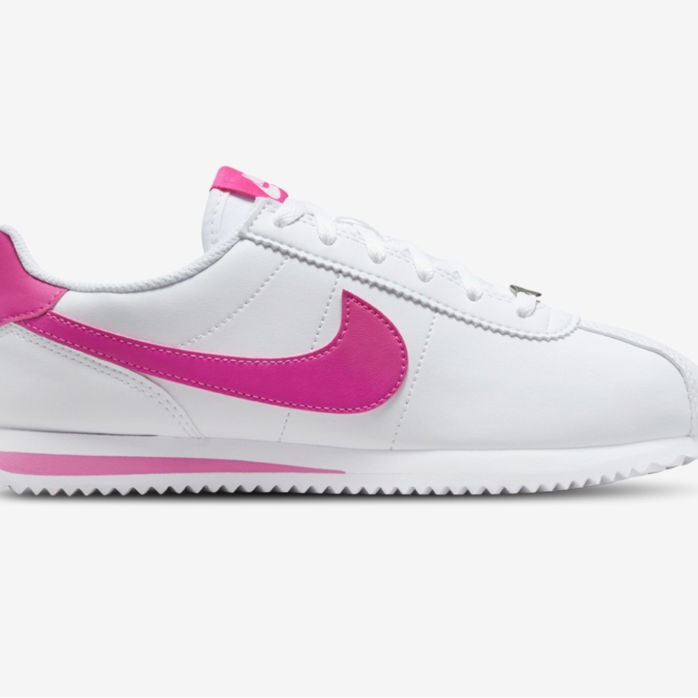 Nike White and Pink Sneakers Classic Cortez Sneakers
